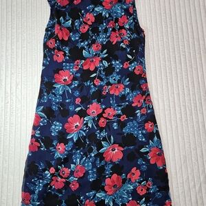 Karl Lagerfeld Floral Midi Dress - Navy and Coral